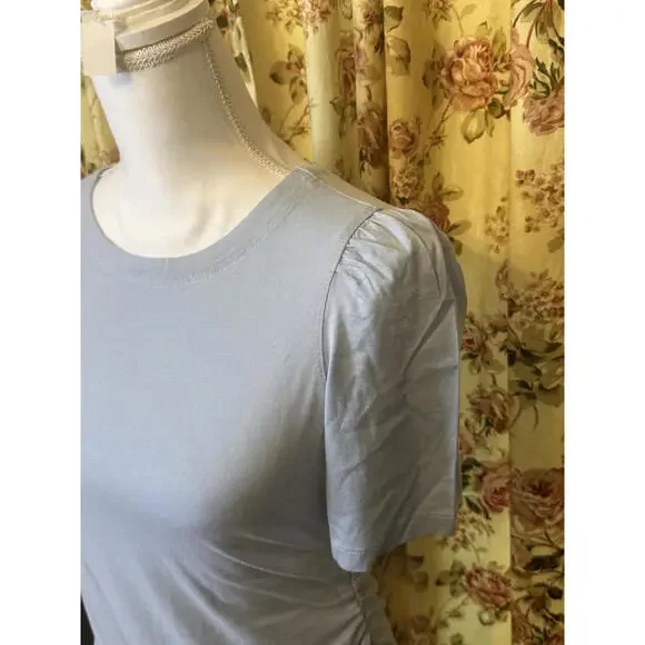 NWT! Madewell Light Blue Women's Side Cinch Top with Puff Sleeves Size XXS - Picture 3 of 7